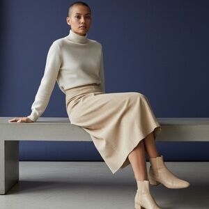 Harvé Benard Midi Skirt Size 8 - Camel/Beige